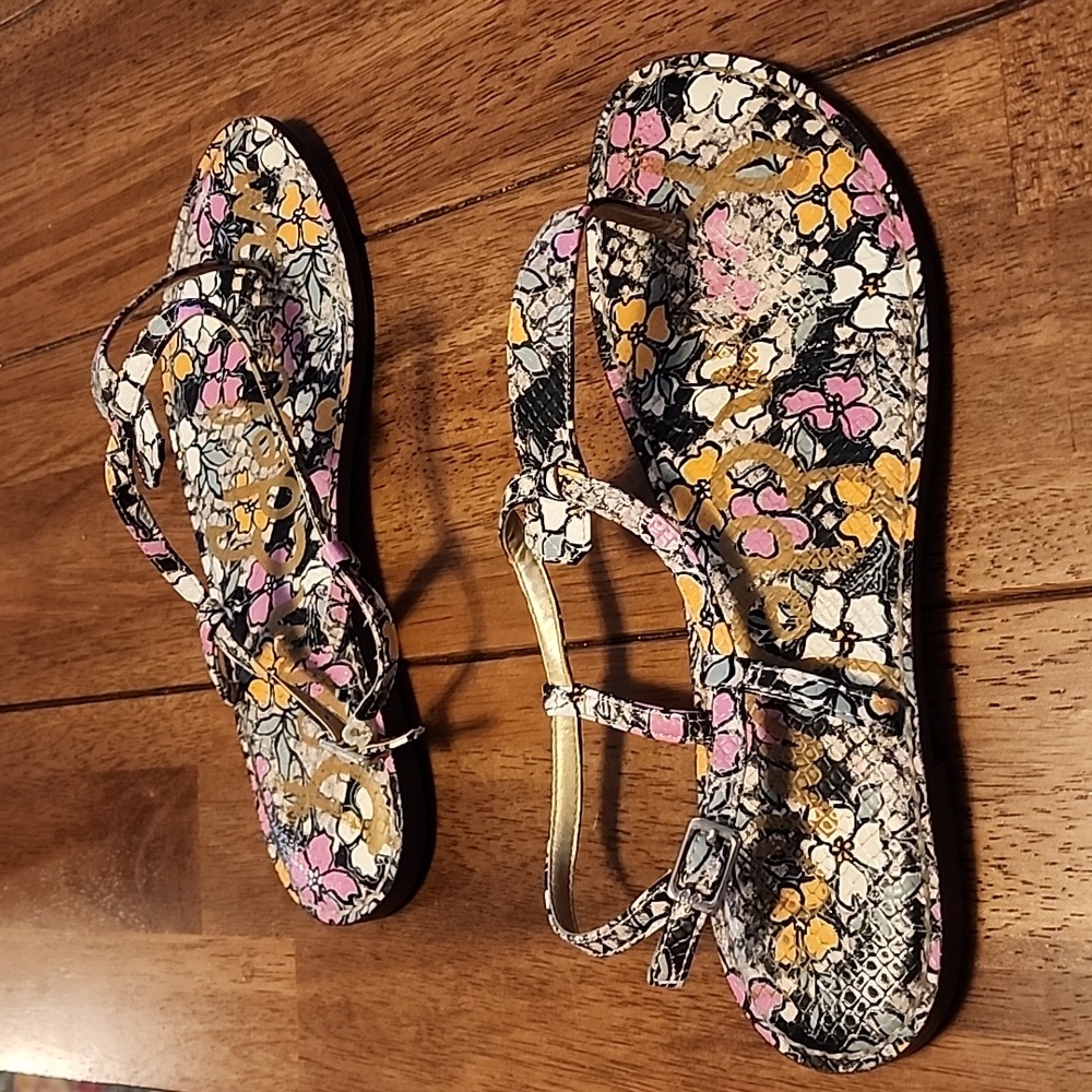 Size 10 floral Sam Edleman Gigi Thong sandals - Picture 1 of 4
